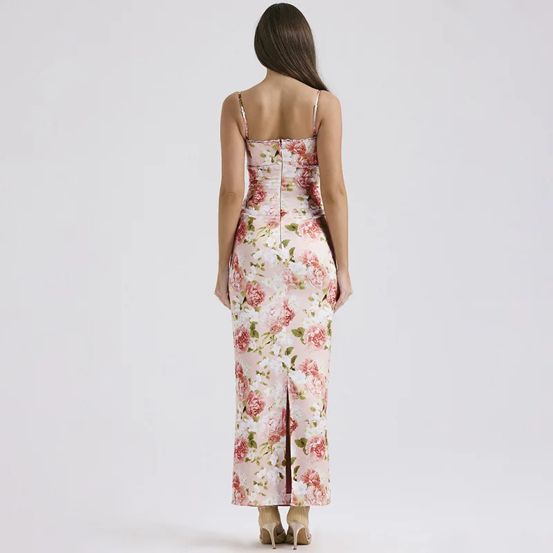 Fashion Women Dresses Exquisite Square Collar Chic Prom Gowns Elegant Sleeveless Ankle Length Slim Fit Evening Party Dresses