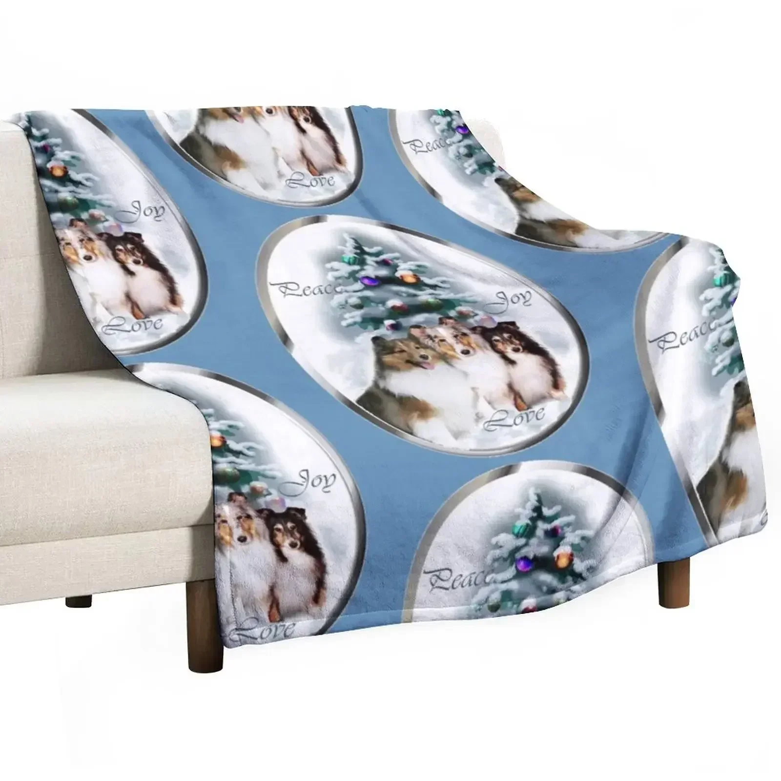 Shetland Sheepdog Sheltie Christmas Gifts Throw Blanket Soft Plaid Heavy cosplay anime Blankets For Sofas Vintage Blankets
