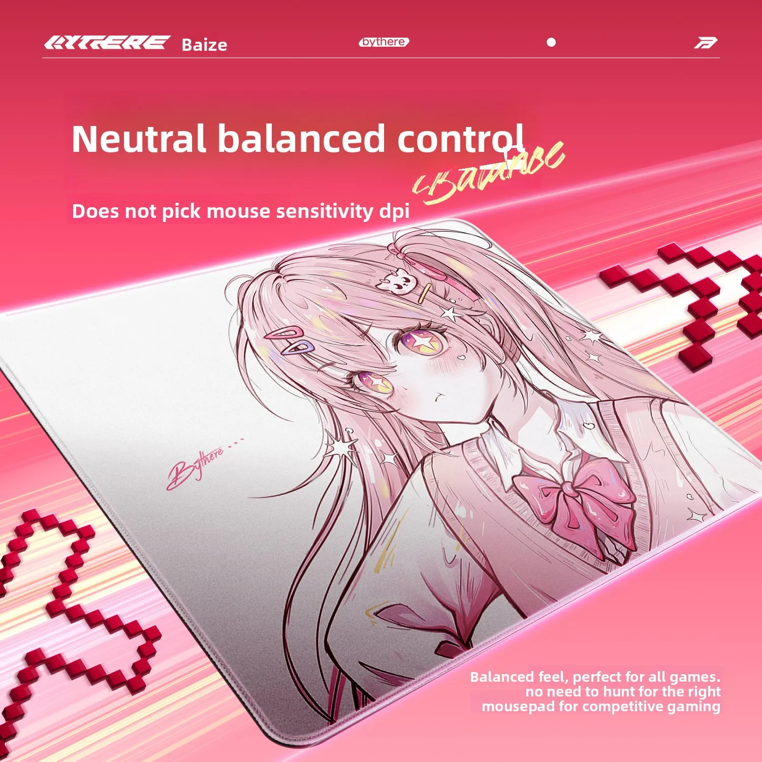 

Мягкий игровой коврик для мыши Bythere Zhien Anime (420x360 мм / 360x300 мм) — нейтральный и сбалансированный, с встраиваемым краем, нескользящее основание