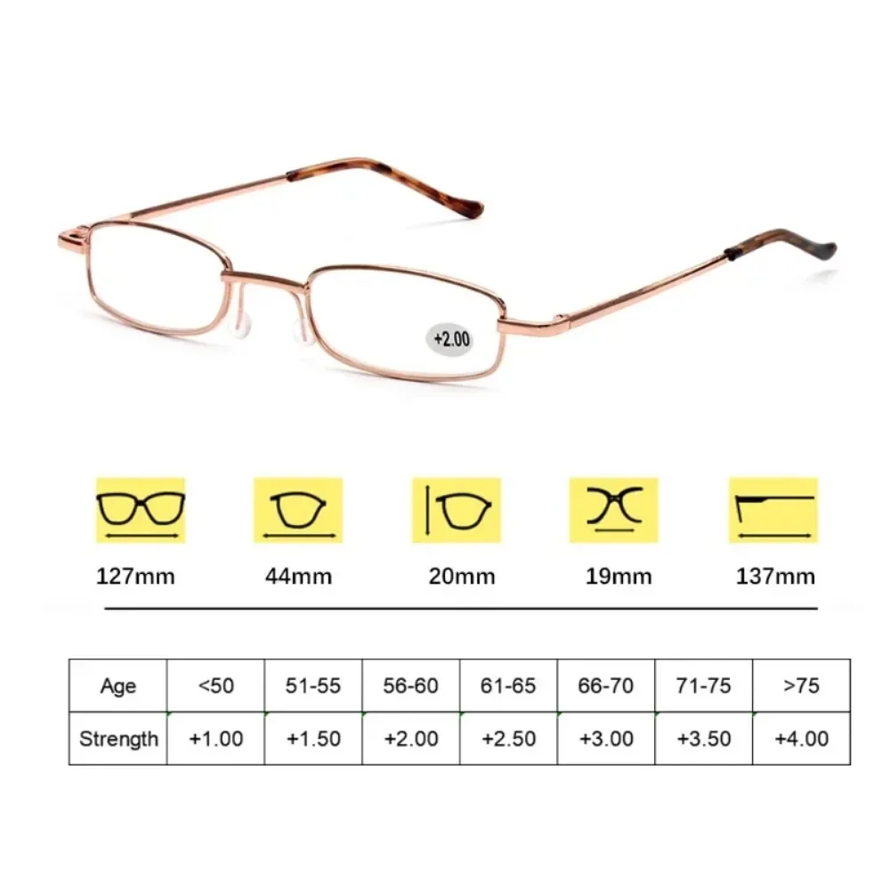 Lunettes de lecture unisexes avec étui à stylo, lunettes presbytes portables, boîtier métallique, charnière à ressort, soins de la Vision + 1.00 ~ + 4.00