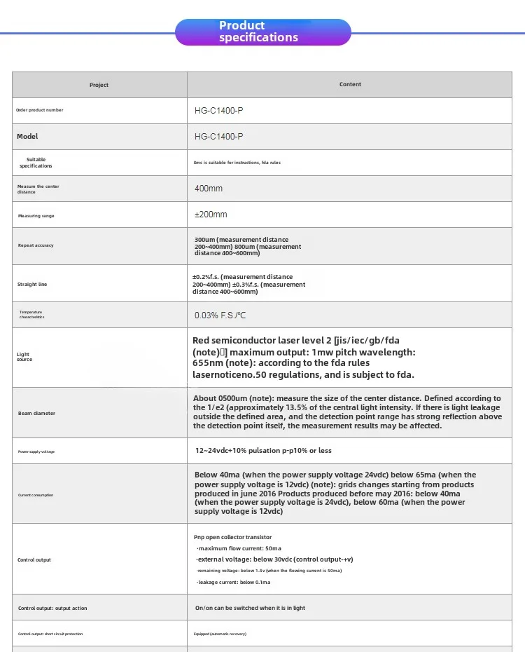 Sensor Laser HG-C1400-P PNP asli baru