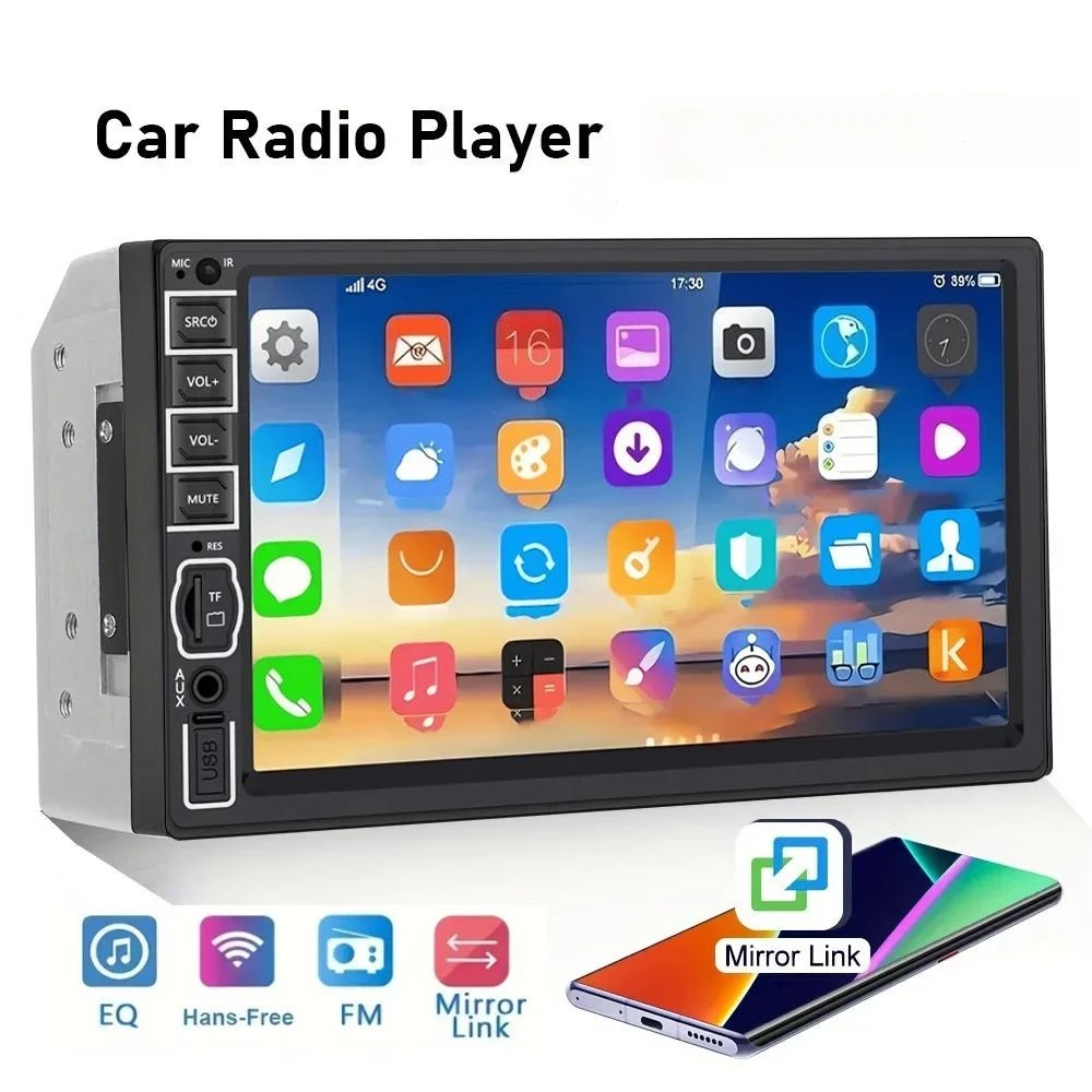 7" Touch Screen Car Stereo MP5 Headunit | Radio with Phone Link,Universal 2 DIN Fit,Includes 2.4G/3G/4G/5G Wireless Connectivity