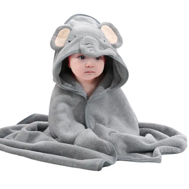 

Baby Bath Towel Cartoon Baby Cape Bath Towel With Ears Ultra-Soft Absorbent Warm Blankets Coral Fleece Hooded Swaddling Towels