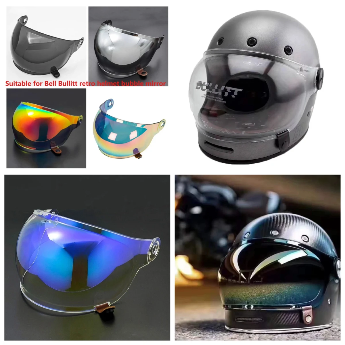 

Suitable for Bell Bullitt Helmet Visor Windscreen Motorcycle Helmet Accessories Universal Day and Night Electroplated Lenses
