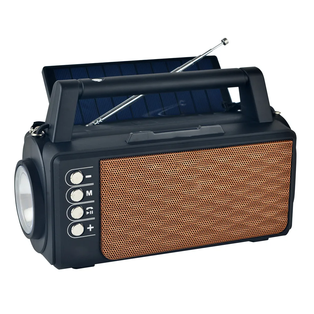 MD-111-S New Portable FM Radio Flashlight Lamp Horn Solar Wireless Speaker Bluetooth Communication With 5V-1.5W Solar Panel