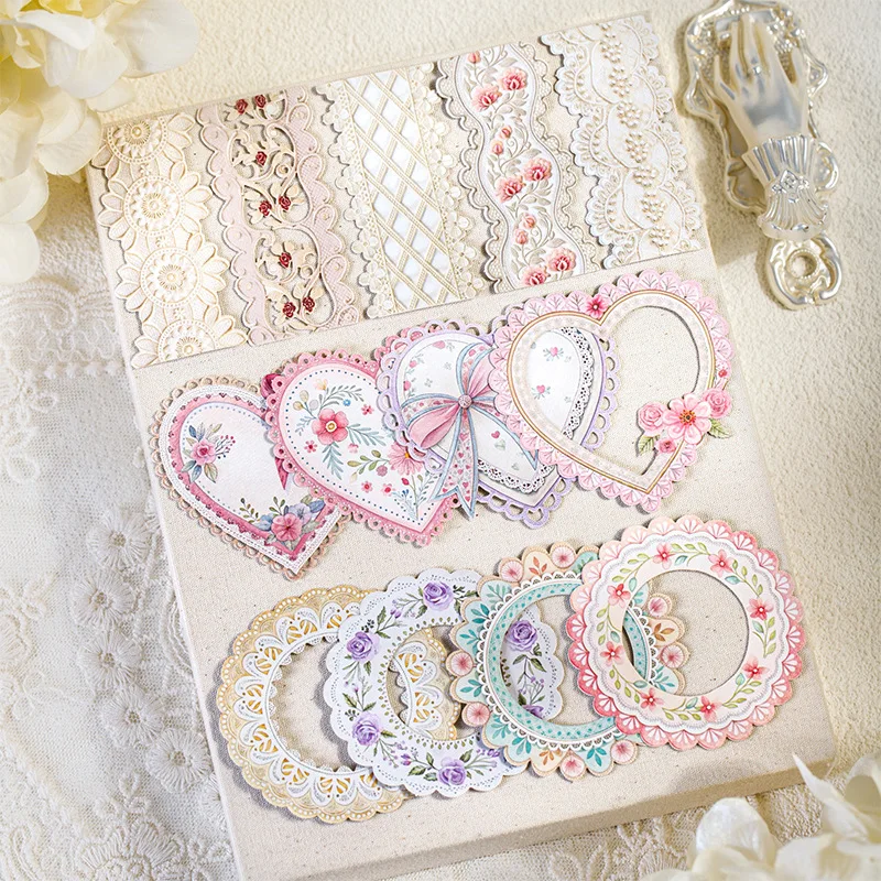 1pack/2pack Embellishments 20pcs Per Pack of Decorative Base Materials for Handbook Stickers Lace Trim Collection DIY