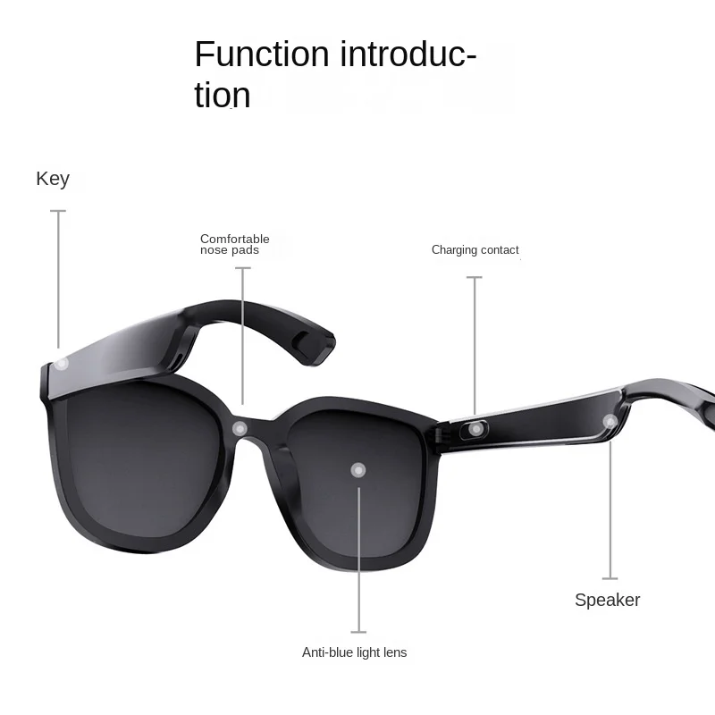 Smart Bluetooth Sunglasses, Fones sem fio, Navegação audio, Música