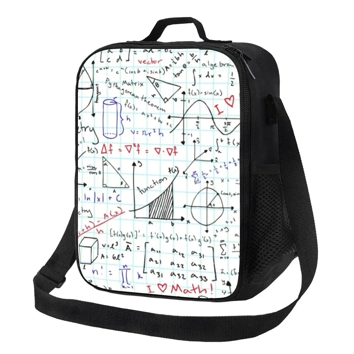 

Maths Homework Insulated Lunch Bag for Work School Geek Teacher Gift Leakproof Cooler Thermal Lunch Box Women Kids