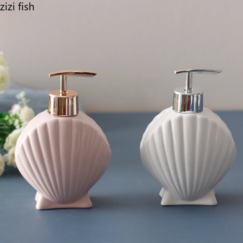 Home Bathroom Supplies Ceramics Hand Sanitizer Bottle Flowers Shell Lotion Bottle Press Split Bottle Soap Dispenser Empty Bottle