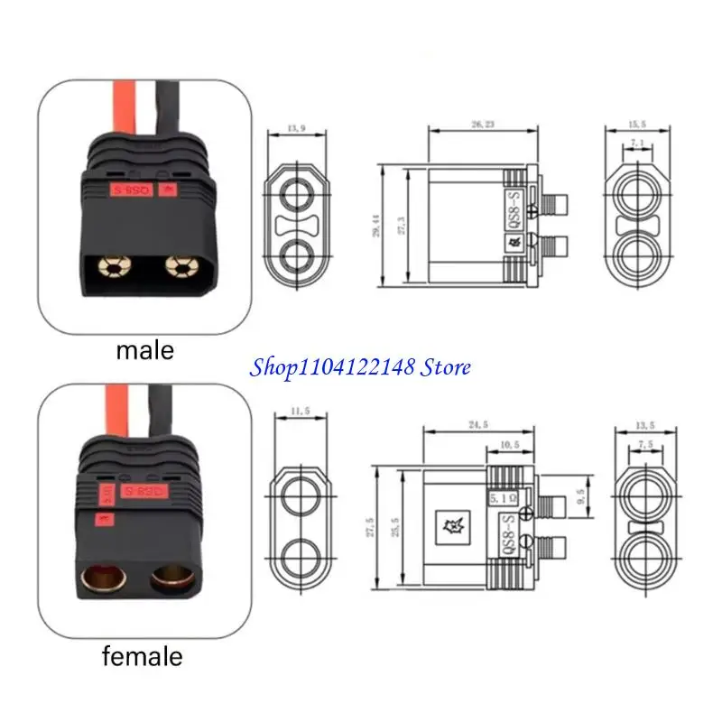 P9FA Flexible XT60 QS8 Connector Cord 10AWG Copper Texture for Agricultural Sprayer