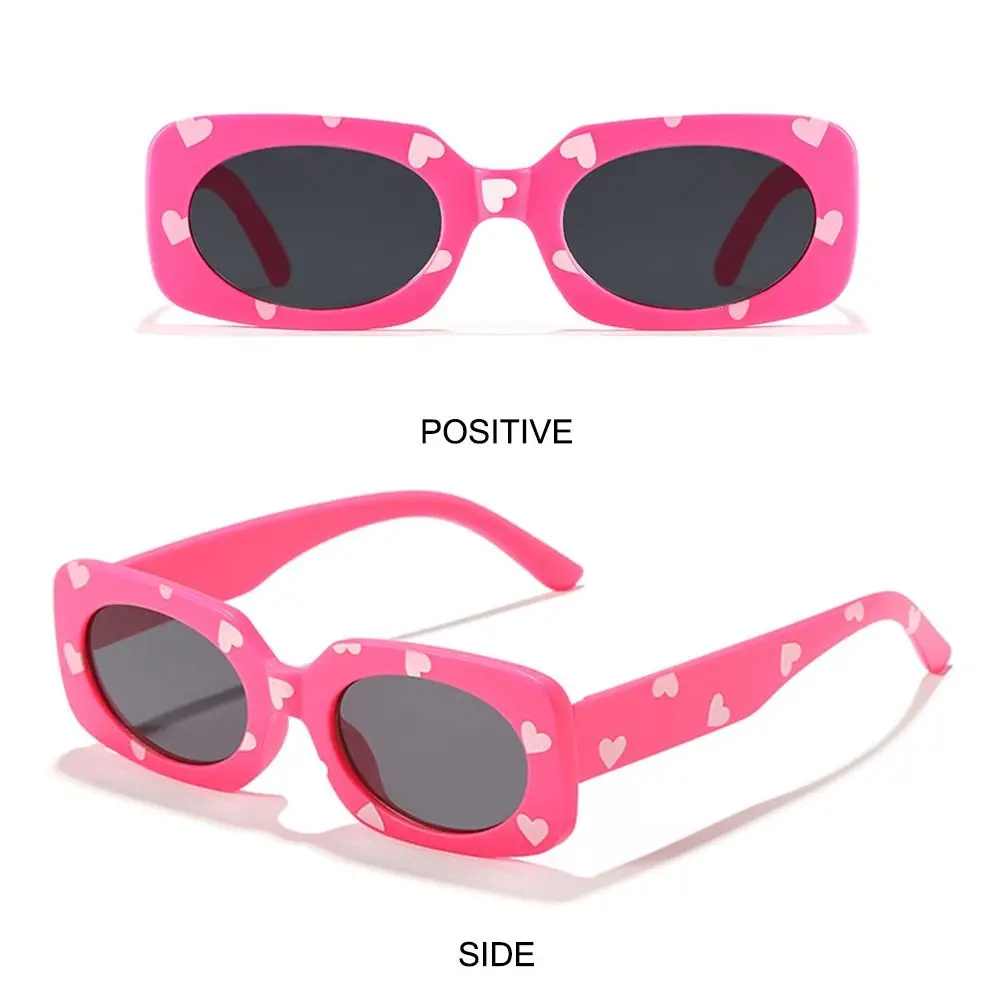 UV400 Heart Print Children Sunglasses Retro 2-8 Years Sun Protection Kids Rectangular Sun Glasses Girls Boys Shades