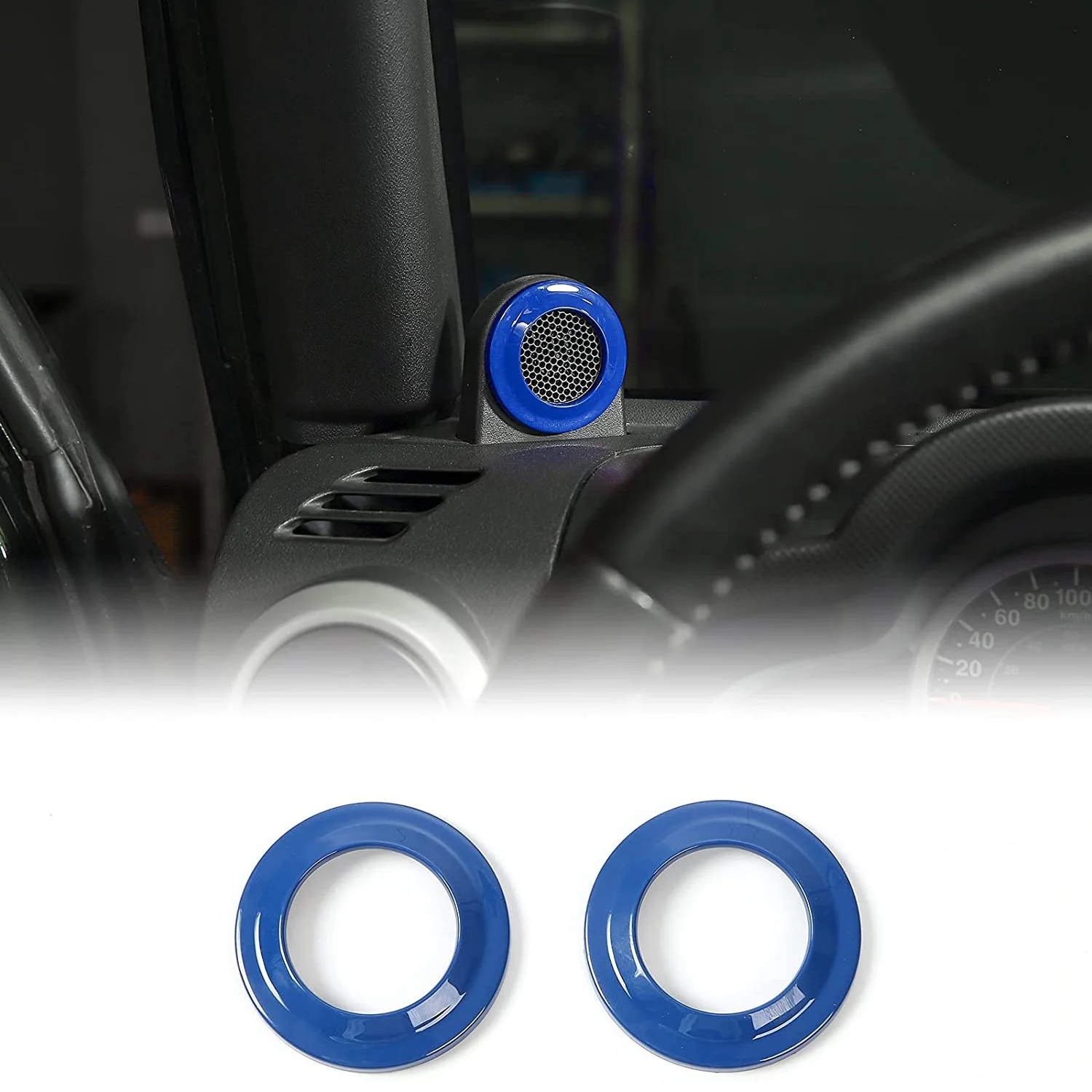 A Pillar Speaker Decoration Cover Trim Sticker for 2007-2014 Jeep Wrangler JK Interior Accessories Blue