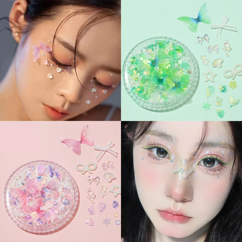 Butterfly Tear Diamond Face Sticker Sparkling Diamond Water Droplets On The Face And Eyes Pearl Adhesive