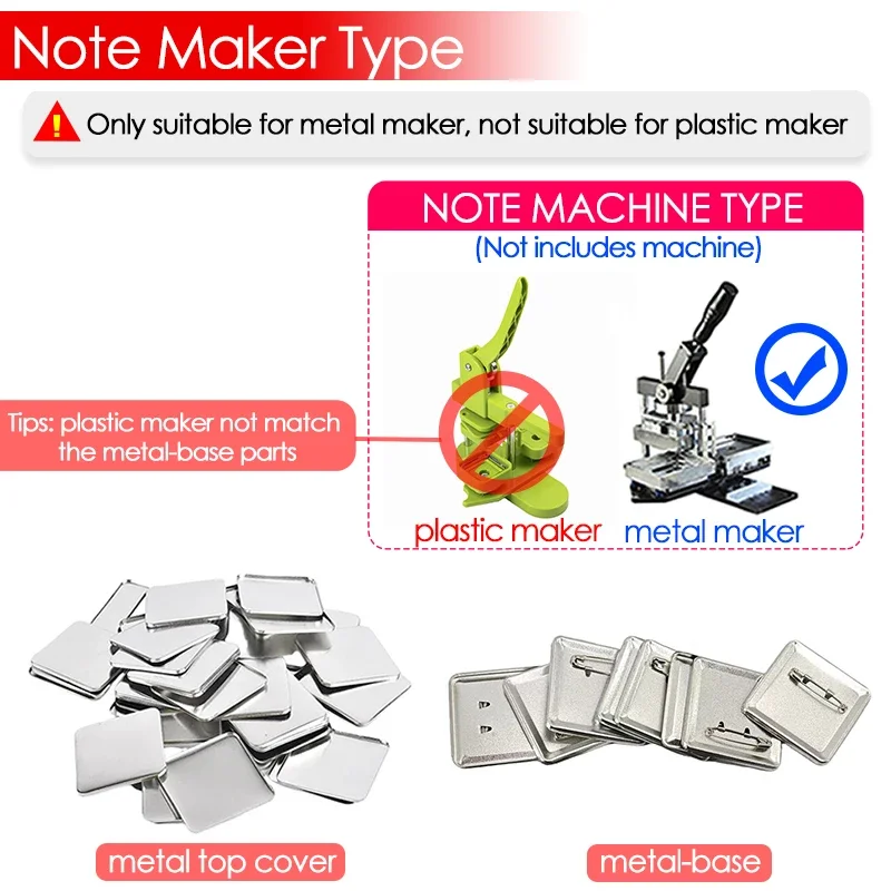 100PCS 50x50 มม.ฐานโลหะ Badge Pins ปุ่ม DIY ทําสําหรับปุ่มโลหะ Maker กดเครื่องทําอุปกรณ์