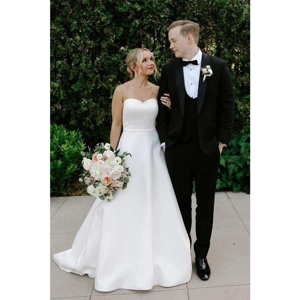

Bowith A-Line Elegant Wedding Dresses for Bride 2025 Sweetheart Strapless Bridal Gown Customized Wedding Party Dresses