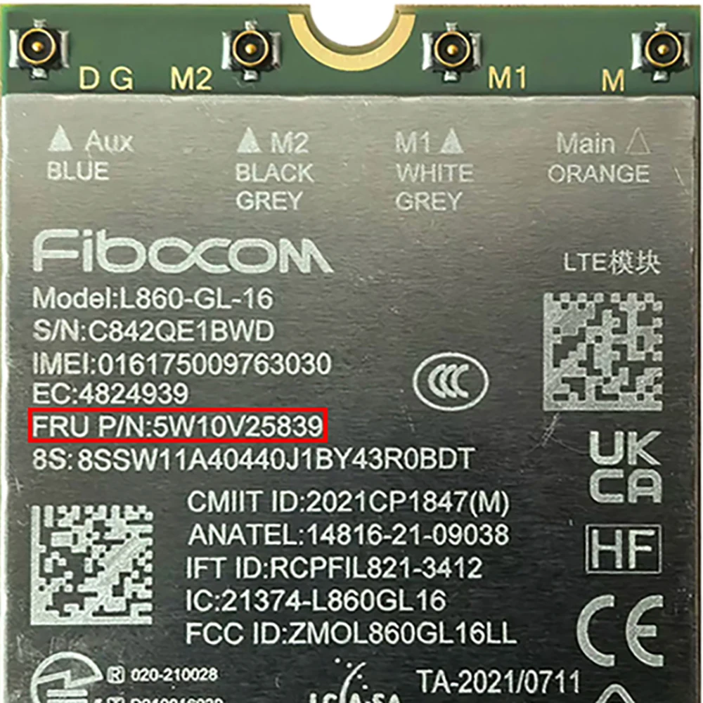Fibocom L860-GL-16 FRU 5W10V25839 XMM7560+ LTE CAT16 M.2 Module 4G Wireless WWAN Card For Thinkpad X1 Carbon 10th 11th Laptop