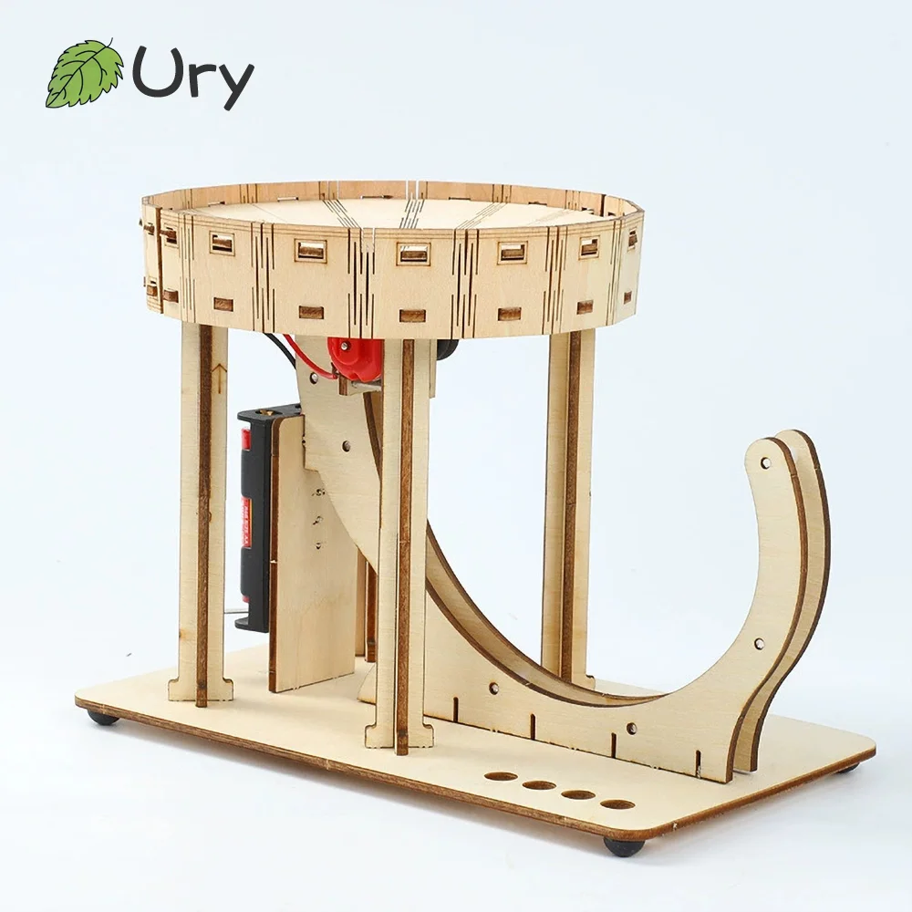 Ury 3D Wooden Puzzle Electric Track Device Marble Run Set Counter Current Compass Model Science Ball Maze Assembly Gift