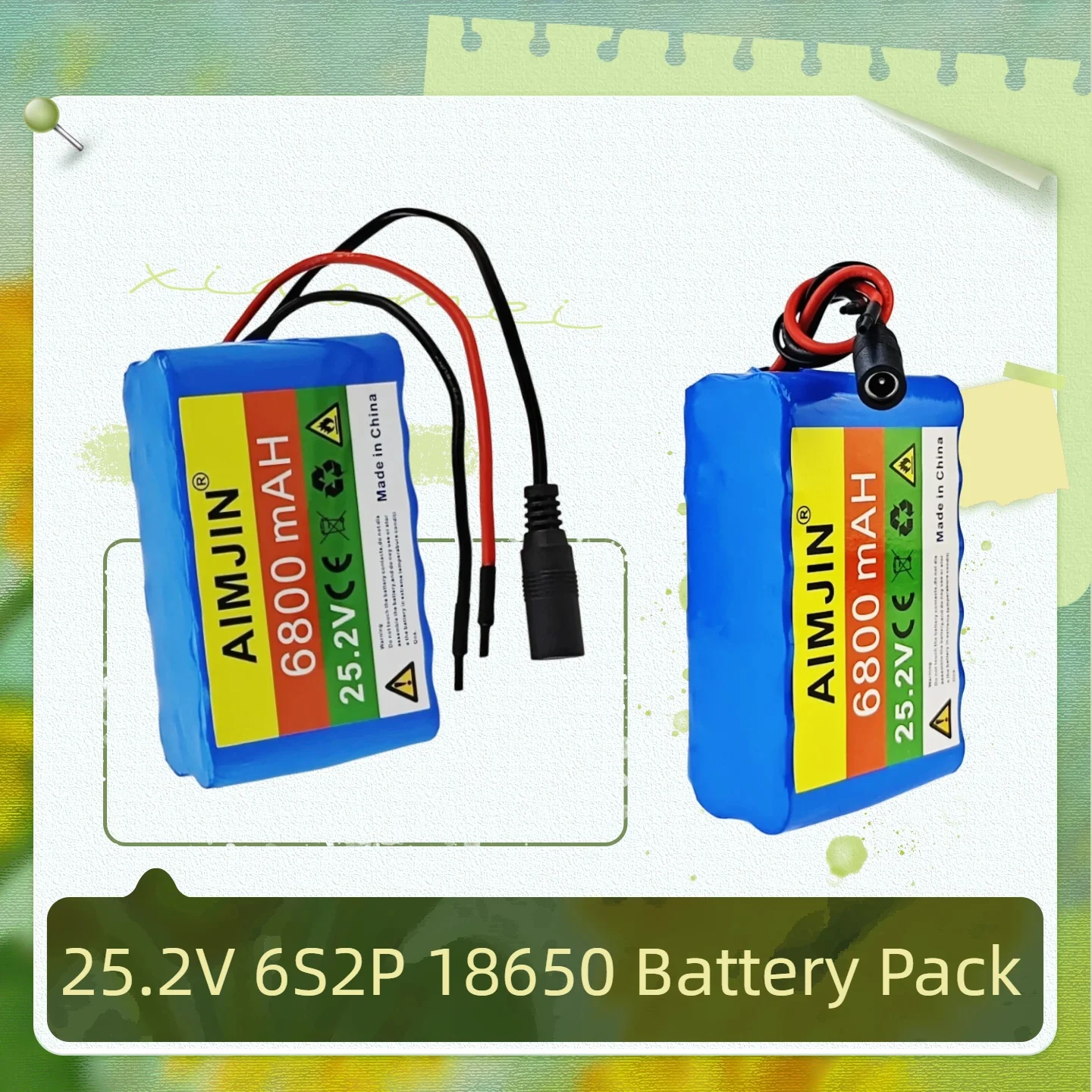 

6S2P 18650 25.2V 6.8Ah Rechargeable Lithium-ion Battery for Electric Scooter RC Boat Cars Drone - Replacement High Capacity