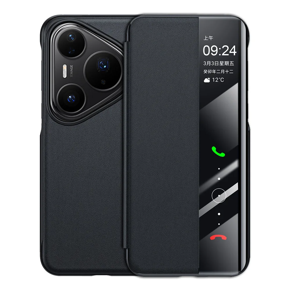 For Huawei Pura 80 Ultra 80 Pro Plus Case Flip Leather Smart View Window Camera Stand Holder Shockproof Phone Cover Capa Funda