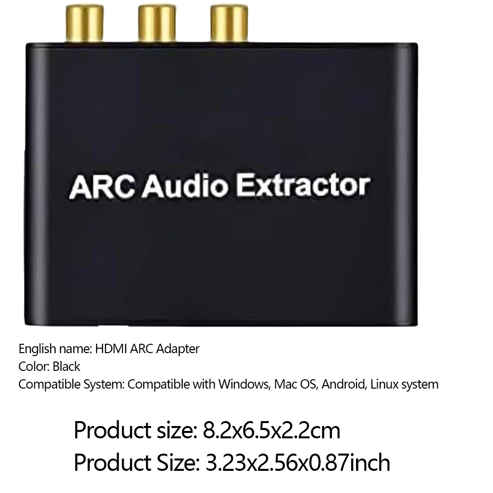 4K@60Hz HDMI Audio Extractor ARC To SPDIF Coaxial L/R Stereo 3.5mm Jack ARC Return Channel Converter for HDTV Soundbox Amplifier