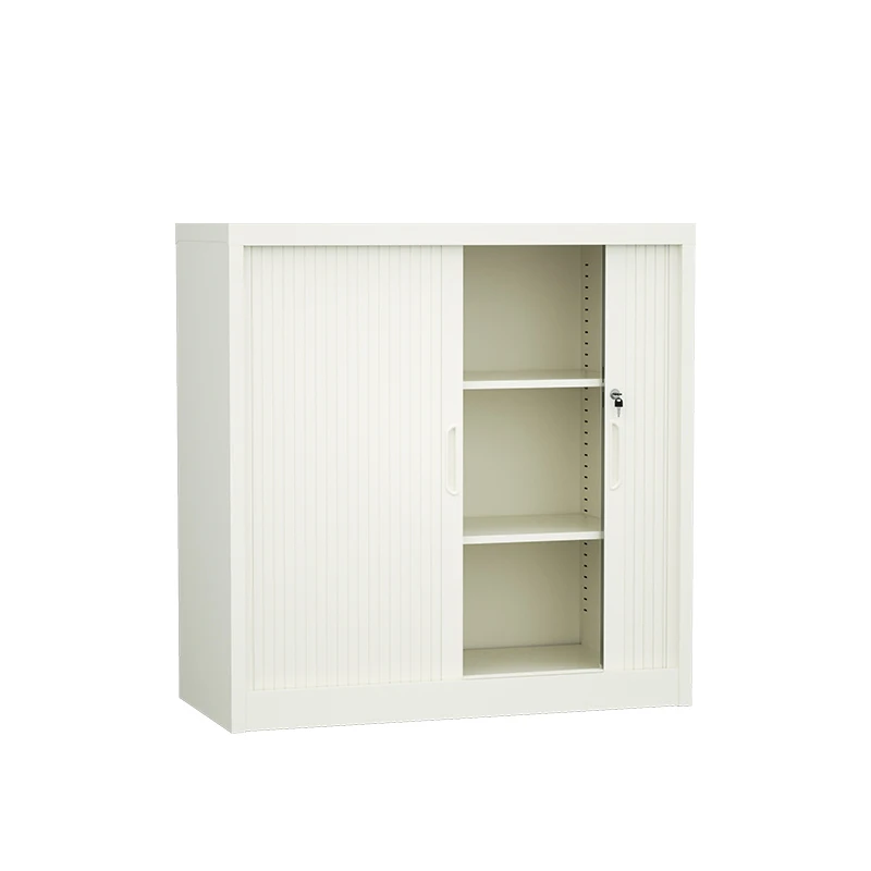 

！@Office Metal File Cabinet Steel Storage Cabinet Steel Office Cupboard Adjustable with 2 Rolling Tambour Door