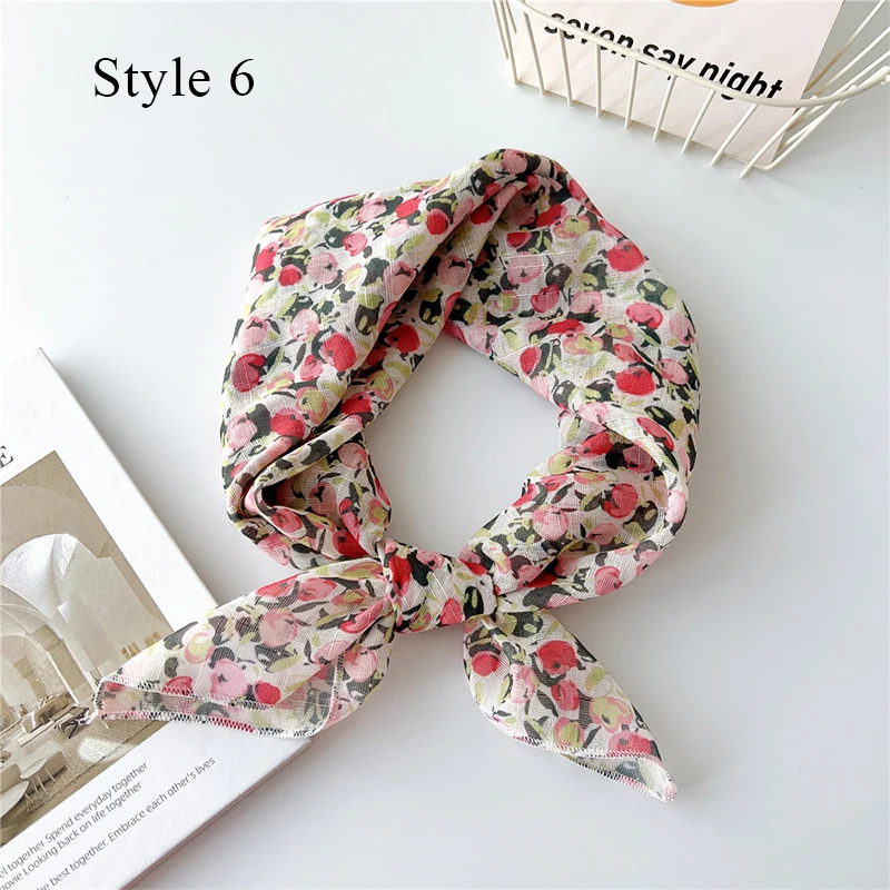 58cm Cotton Linen Girl Square Scarf Women Fashion Bandanas Head Hair Accessories Turban Hairband Headband