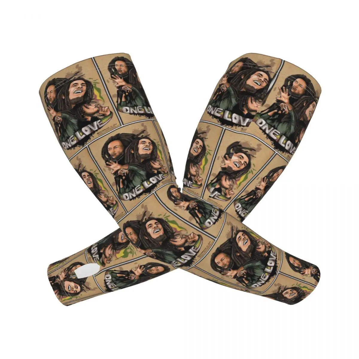Sarung Tangan Reggae Bob Marley untuk Luar Ruangan, Pelindung Sinar UV Matahari, Sarung Tangan Bersepeda Bahan Sutra Es untuk Musim Panas, Sarung Tangan Motif Tato