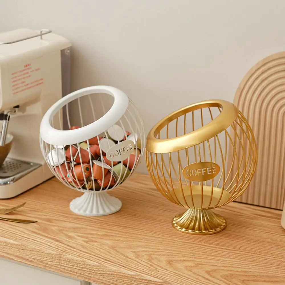 

Creative Fruit Basket Iron Coffee Capsule Organizer Blue Snack Dried Fruit Storage Diagonal Basket Household Goods