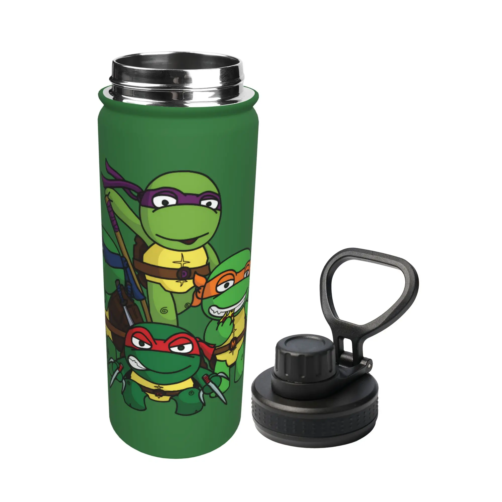 Cartoon Chibi Ninja T-Turtles 18OZ Sports Insulated Kettle  Coffee Cups Stainless Steel Outdoor Mugs Water Bottle