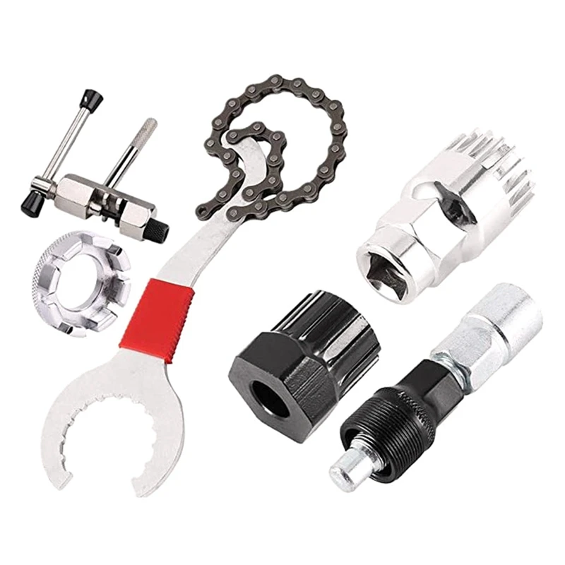 6Pcs/Set Bike Cassette Removal Tool Bicycle Repair Mountain Multifunctional Rustproof Crank Extractor Portable