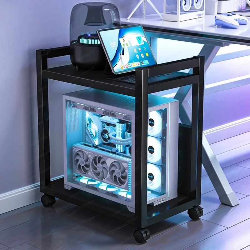 Mobile Computer Host Case Stand Desktop Computer Box Base Gaming Room Moving Storage Organizer Rack Floor Mounted