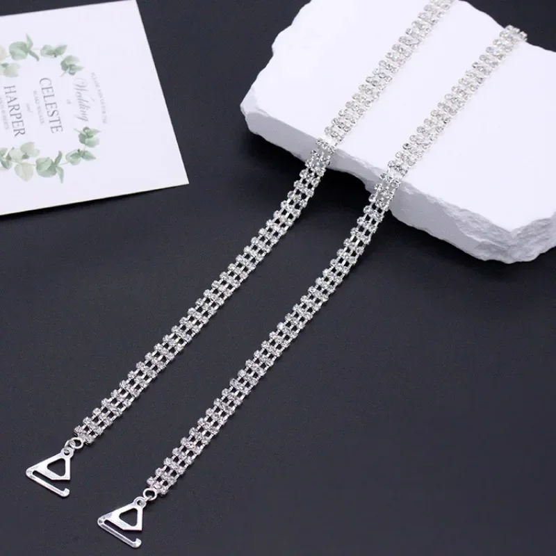 

2024 Women Sexy Rhinestone Shoulder Straps Crystal Underwear Straps Metal Bra Straps Non-Slip Sexy Invisible Cool Bra Strap