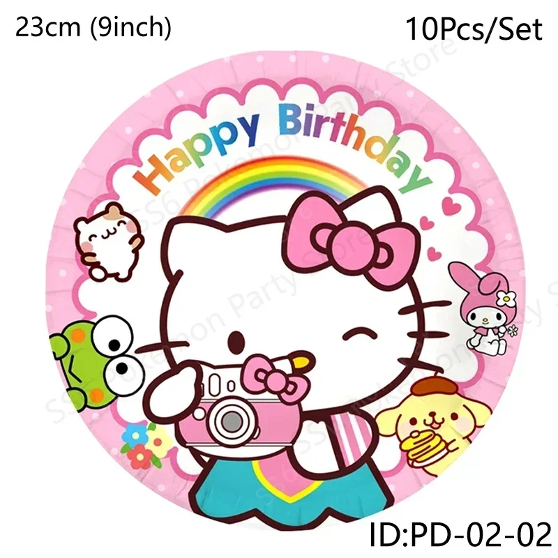 Cartoon Hello Kitty Birthday Party Decorations Kids Girl Set Disposable Tableware Cup Napkin Plate Baby Shower Supplies