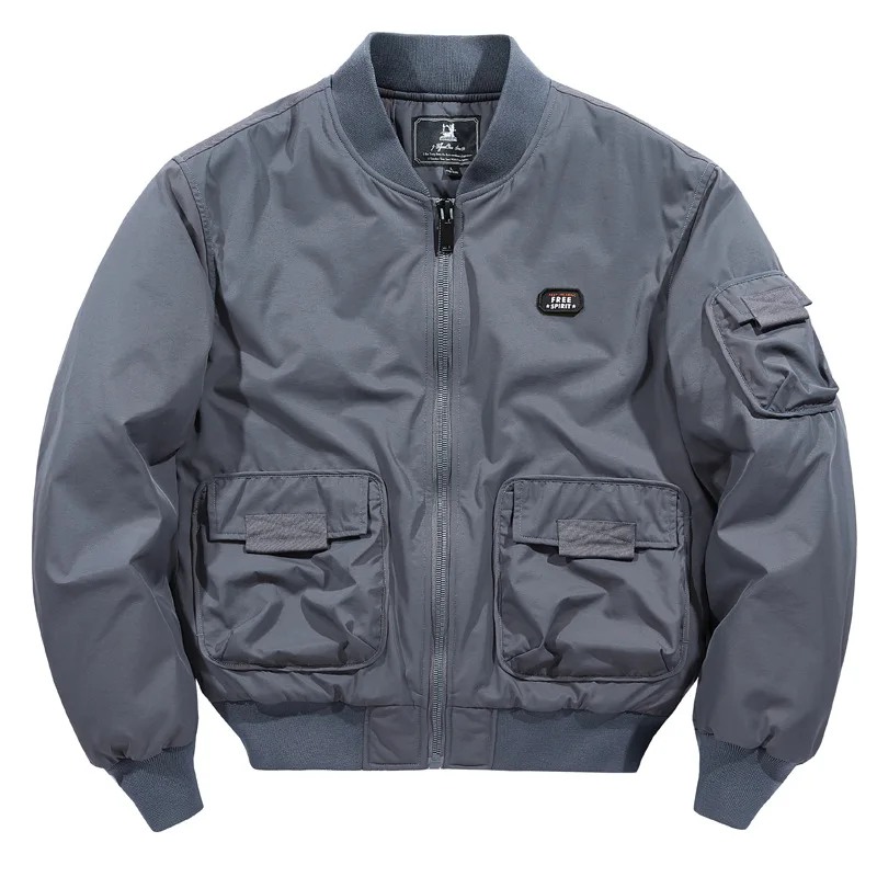 New Fashion Men Reversible Bomber Jackets Thicker Warm Dowm Jackets Male Multi-pockets Cargo Jackets Man Trendy Winter Parkas