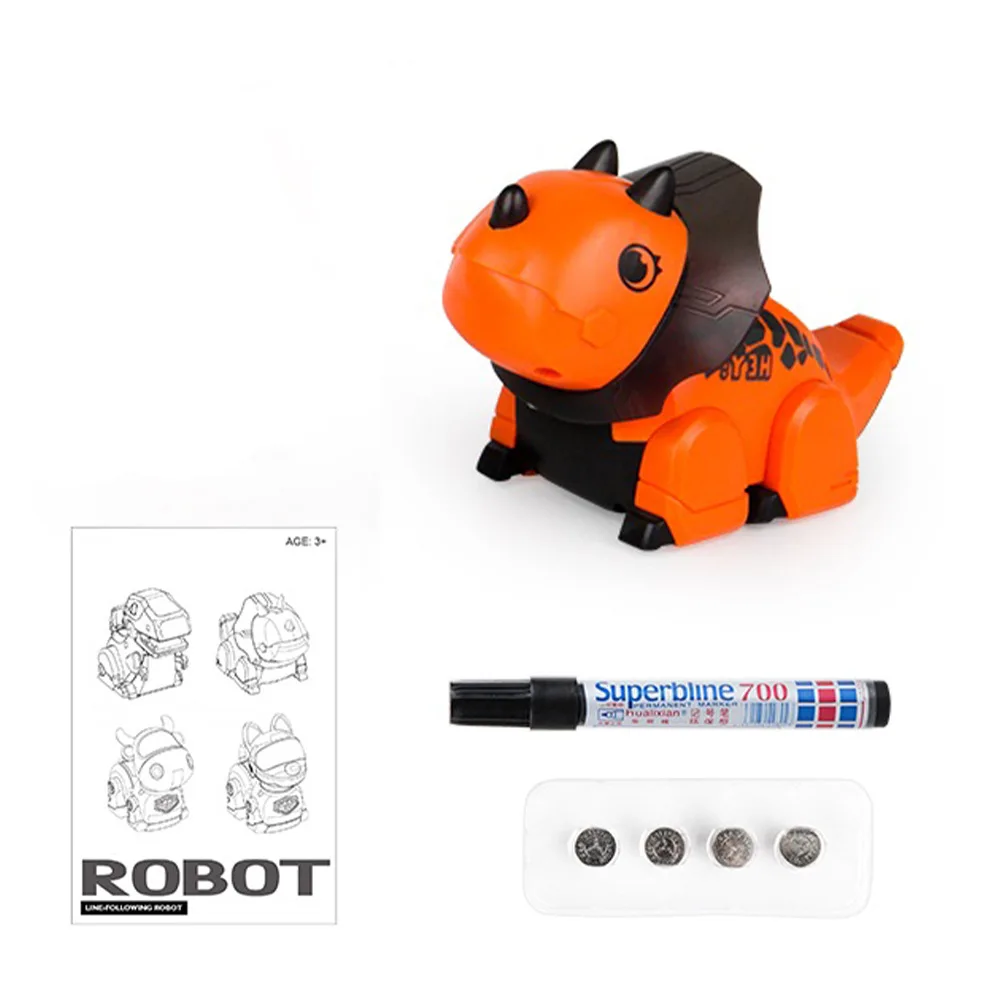 Leuk en leuk dinosaurusspeelgoed met lijntracing, zintuiglijke tracking muziek dinosaurus kinderwagen voor vroeg onderwijs