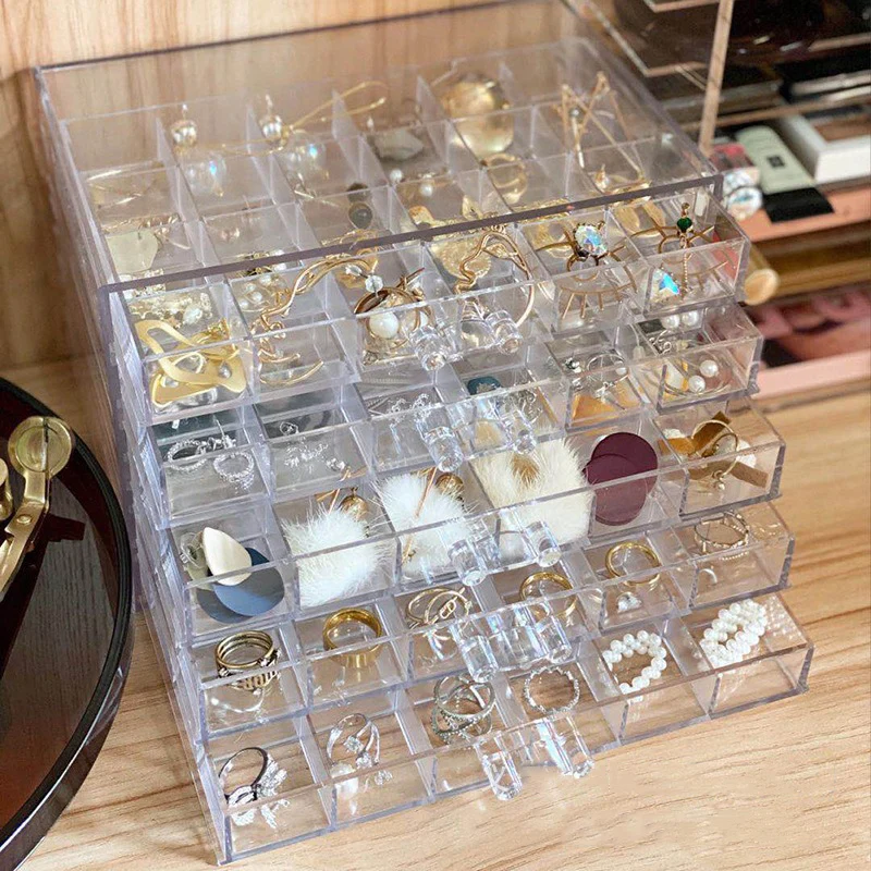 Transparent Acrylic Jewelry Storage Box Organizer Girl Jewelry Storage Box Earrings Display Necklace Ring Holder Case Gift Ideas