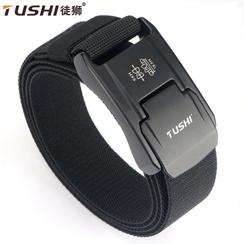 TUSHI New Military Belt For Men Nylon Tactical Belt Police Metal Buckle Breathable Casual Jeans Belt For Outdoor Sports Hunting