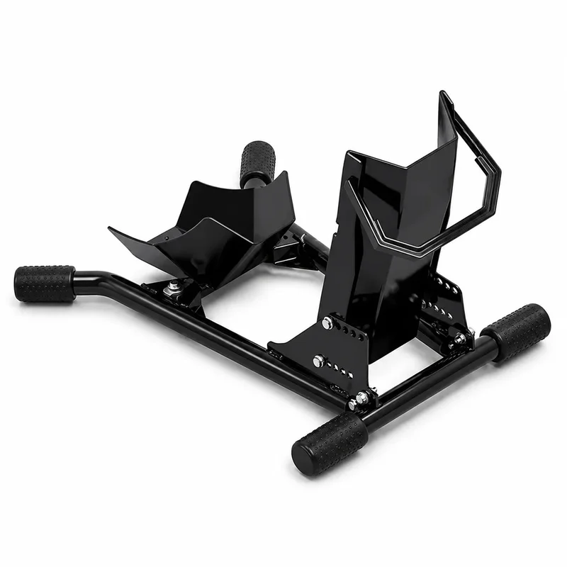 custom.Custom Heavy Duty Steel Motorcycle Front Wheel Stand with Adjustable Width