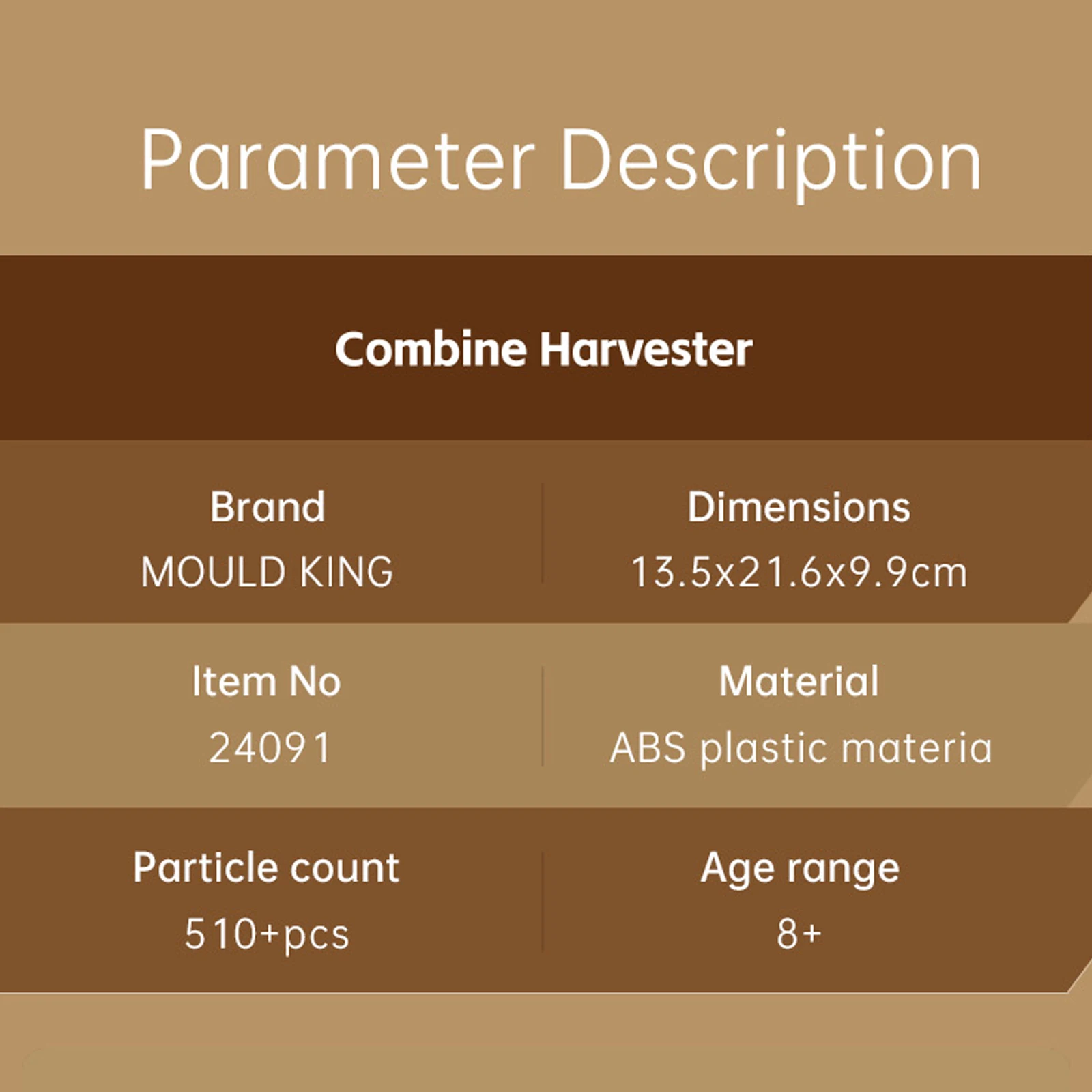 

Mould King 24091 Combine Harvester Building Blocks Mini Engineering Vehicles Model Agricultural Machinery Toy Boys Holiday Gifts