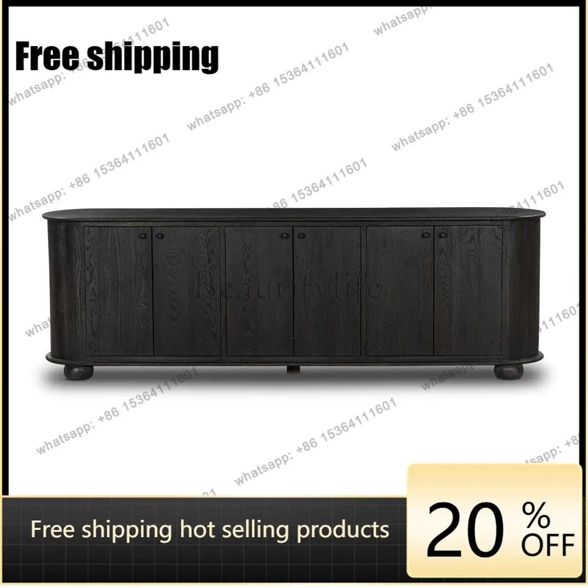 hot  American solid wood retro dining side cabinet, antique small apartment storage locker in the living roomFactory Direct