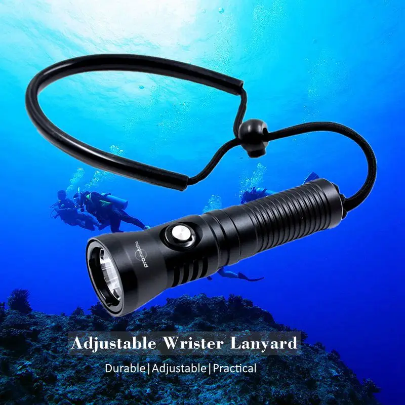 Linterna de buceo pequeña, foco impermeable IP68, 1200 lúmenes, 21700