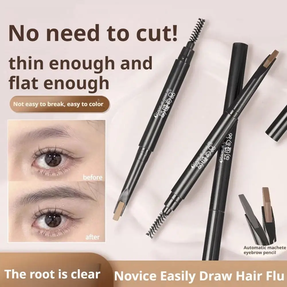 Crayon à sourcils fin avec Double tête, une ligne, stylo de maquillage imperméable et sans maquillage ﻿