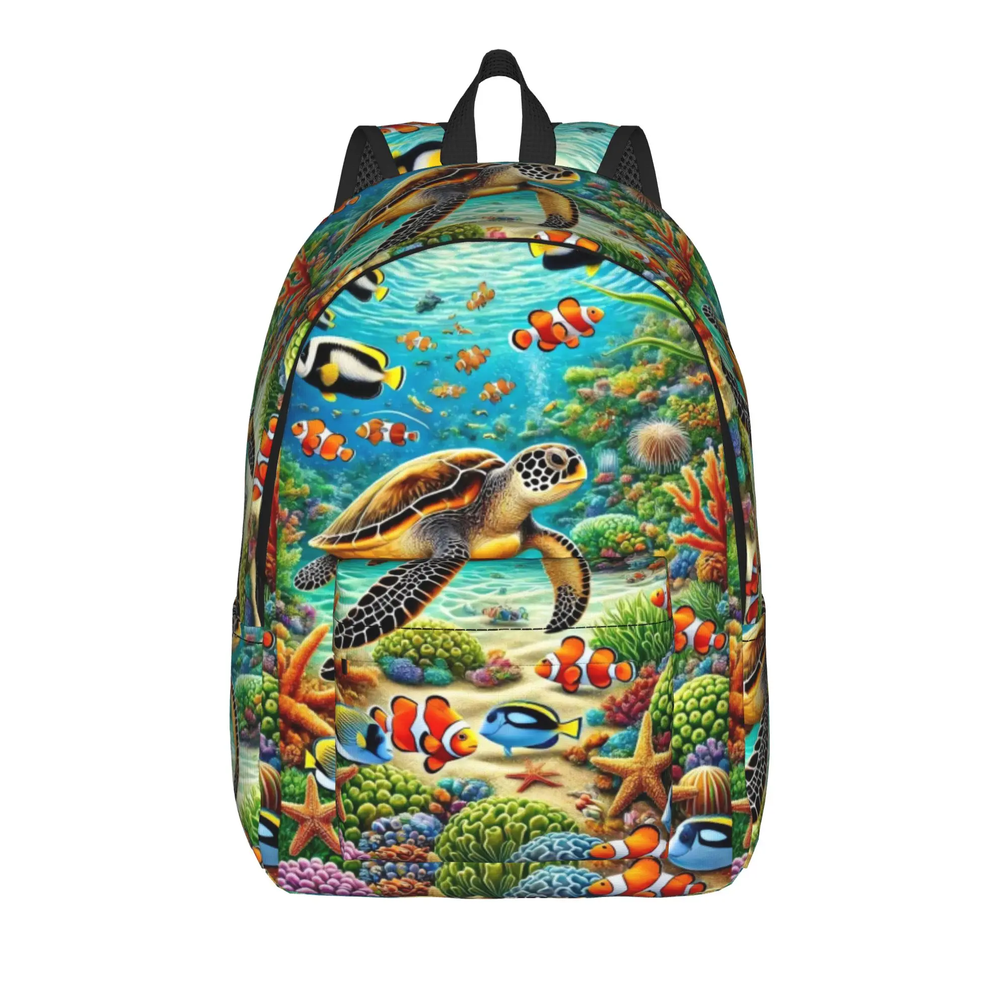 Retro Fun Underwater Sea Turtle Art Backpack  Streetwear Backpacks Teen Workout Soft High School Bags Custom Rucksack