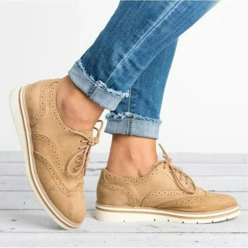 Zapatos planos con cordones para Mujer, zapatillas de plataforma antideslizantes, transpirables, informales, Otoño, 2023