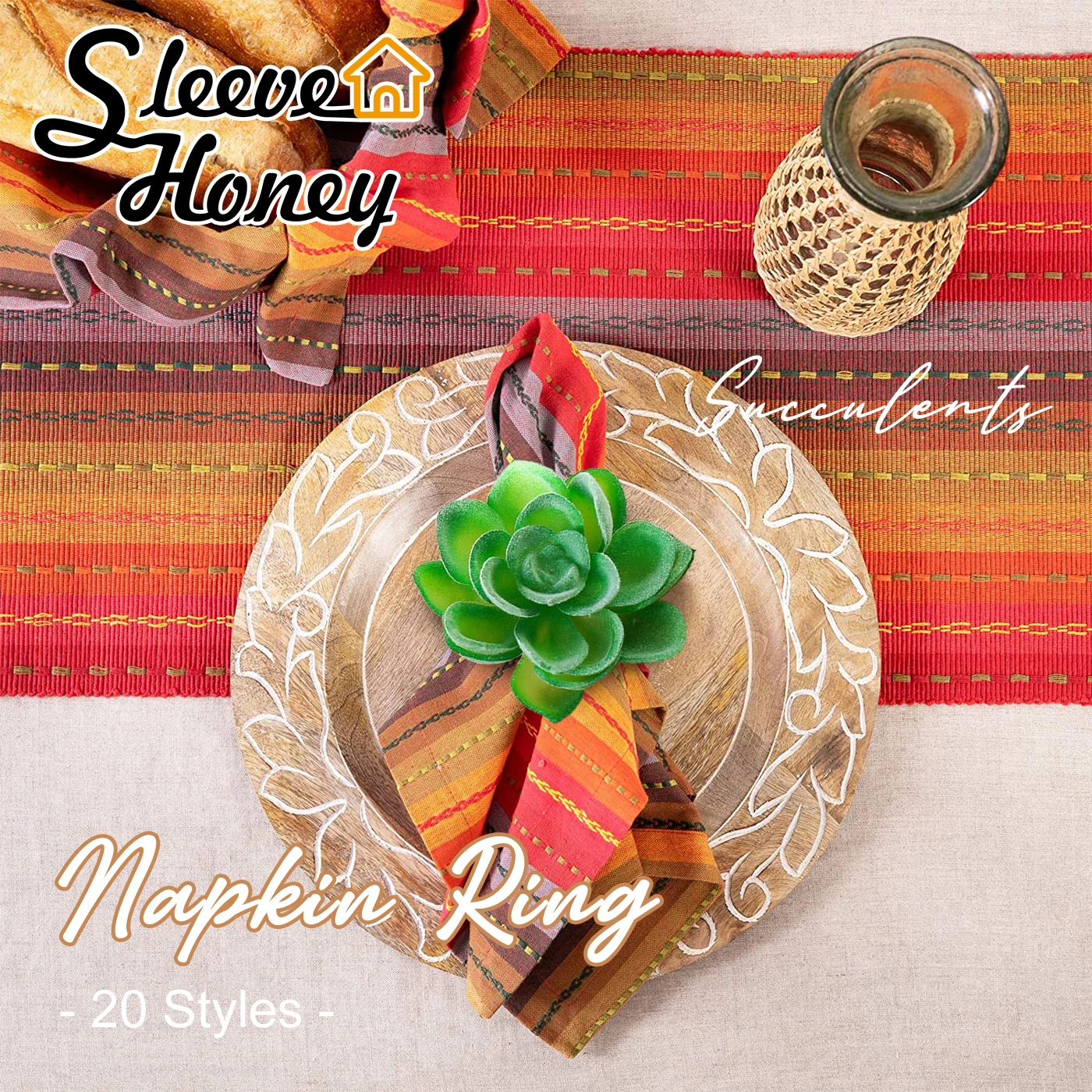 

1PC Succulent Napkin Ring Kitchen Dining Table Setting Spring Summer Party Family Gathering Natural Pastoral Decor Napkin Buckle