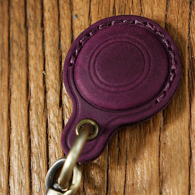 Abmf-capa de airtag de couro genuíno para airtag rastreador anti-perdido chaveiro manga protetora e capa elegante para airtag