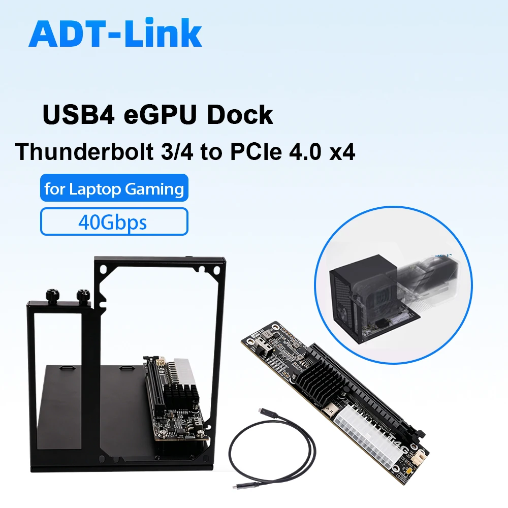 ADT-Link USB4 eGPU Dock Thunderbolt 3 / 4 To PCIe 4.0 X4 External Graphics Card Enclosure for Laptop Gaming GPU Expansion 40Gbps
