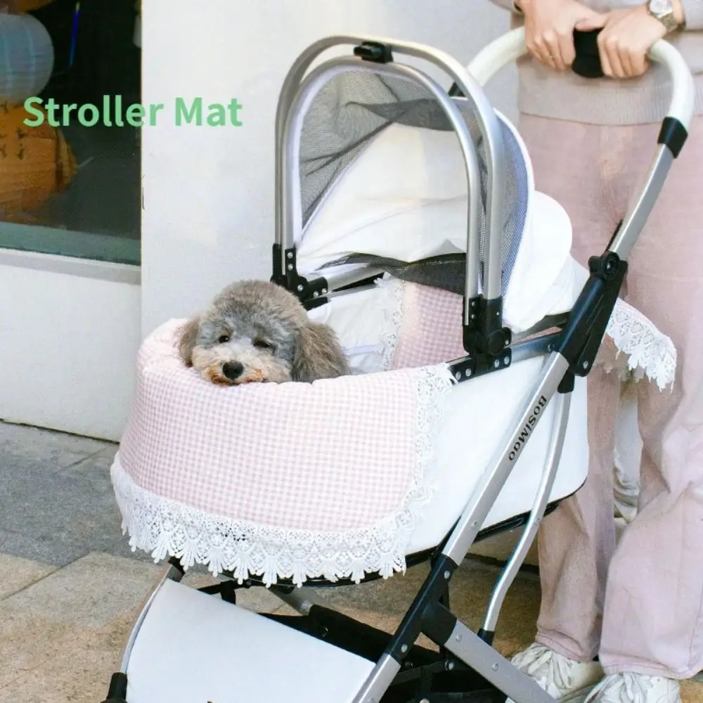 Easy Carry Soft Pet Stroller Pad Washable Breathable Cat Inner Mat Cute Lace Anti Dirt Small Cart Edge Mat Dog Sleeping