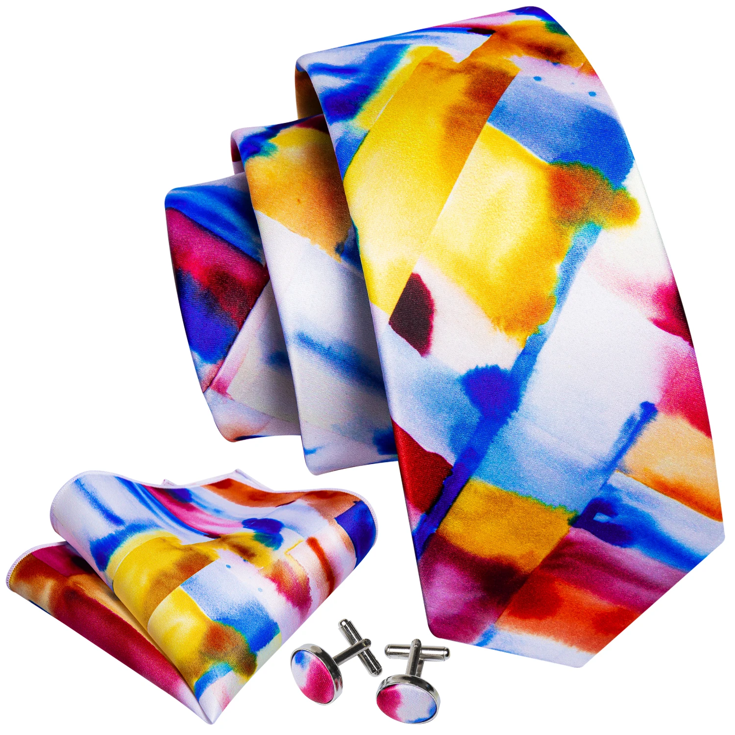 Barry.Wang مخطط الشيكات الصلبة الحرير رجل التعادل المنديل مربع أزرار أكمام مجموعة ربطة العنق الجاكار عادية الذكور الزفاف الأعمال