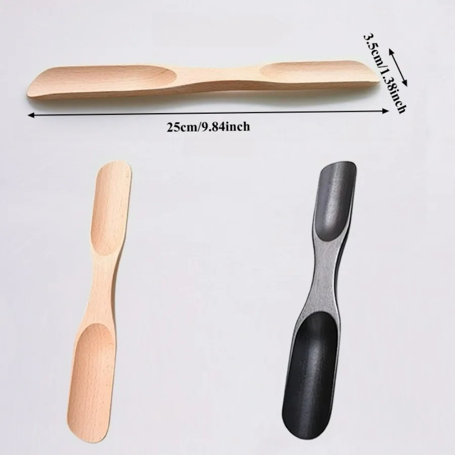 25cm Wooden Double End Shoe Horn, Senior Shoe Lifter, Portable Shoe Wearing Aid for Home Travel, Gift for Men Women